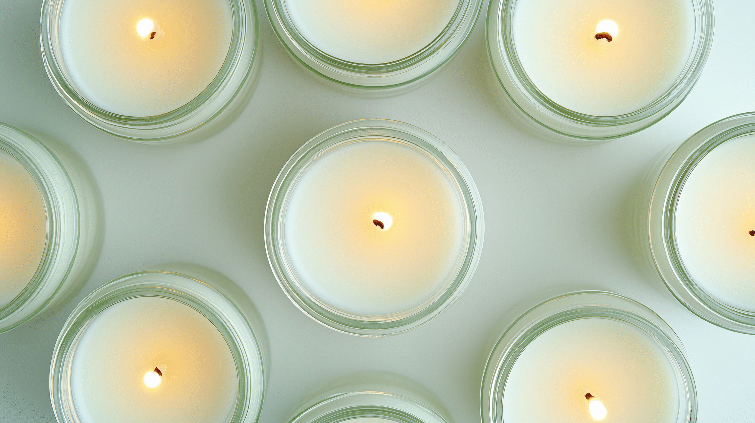 Group of burning candles from above